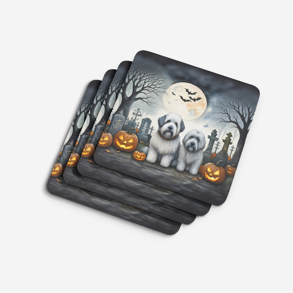 Old English Sheepdog Spooky Halloween Foam Coaster Set of 4