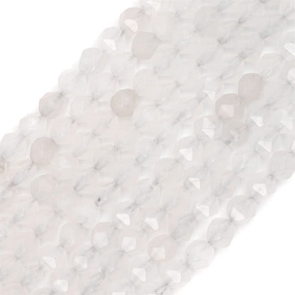BEADIA Faceted Natural White Agate Stone Round Beads 6mm 36cm/Strand for Jewelry Making