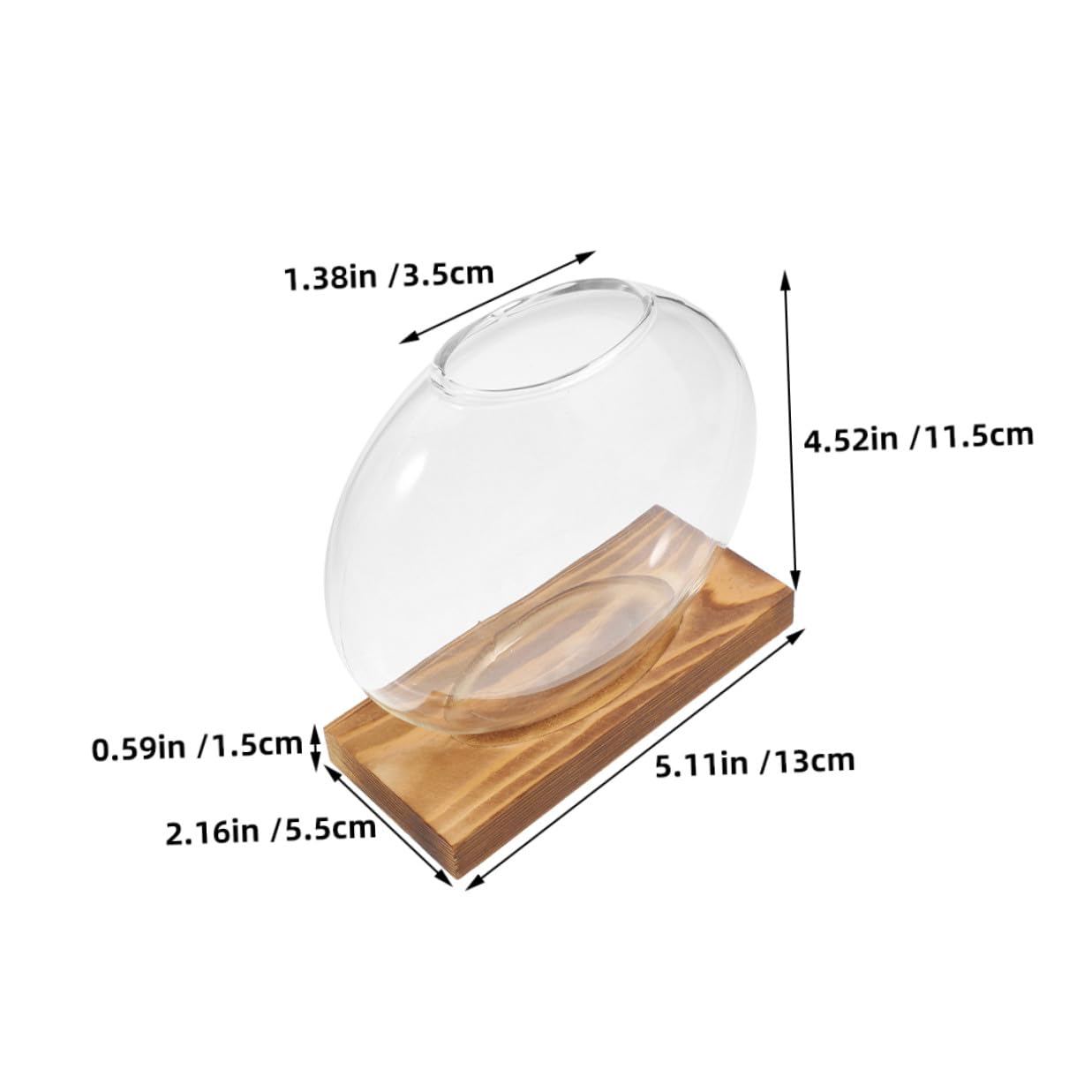 HOLIDYOYO 2pcs Hydroponic Glass Vases with Wooden Bases for Plant Propagation, Retro Terrarium Station for Home Office Desk and Balcony Plant Growing