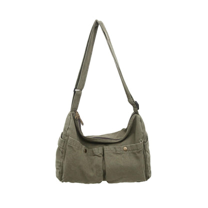 KBTYE Canvas Messenger Bag Cute Crossbody Tote Bag Shoulder for Women Men for School Aesthetic Hobo with Multiple Pockets(Green)