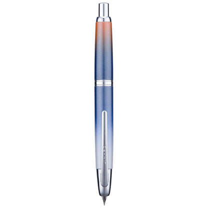 Jinhao 10 Press Fountain Pen with Box, Gradient Dark Blue Retractable Extra Fine Nib with Ink Converter Set (Silver Clip)