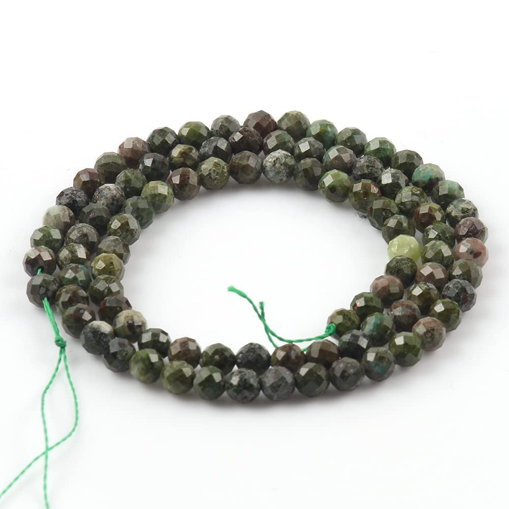 Song Xi 90pcs 4mm Natural Dragon Blood Gemstone Beads Faceted Round Loose Stone Beads for Jewelry Making