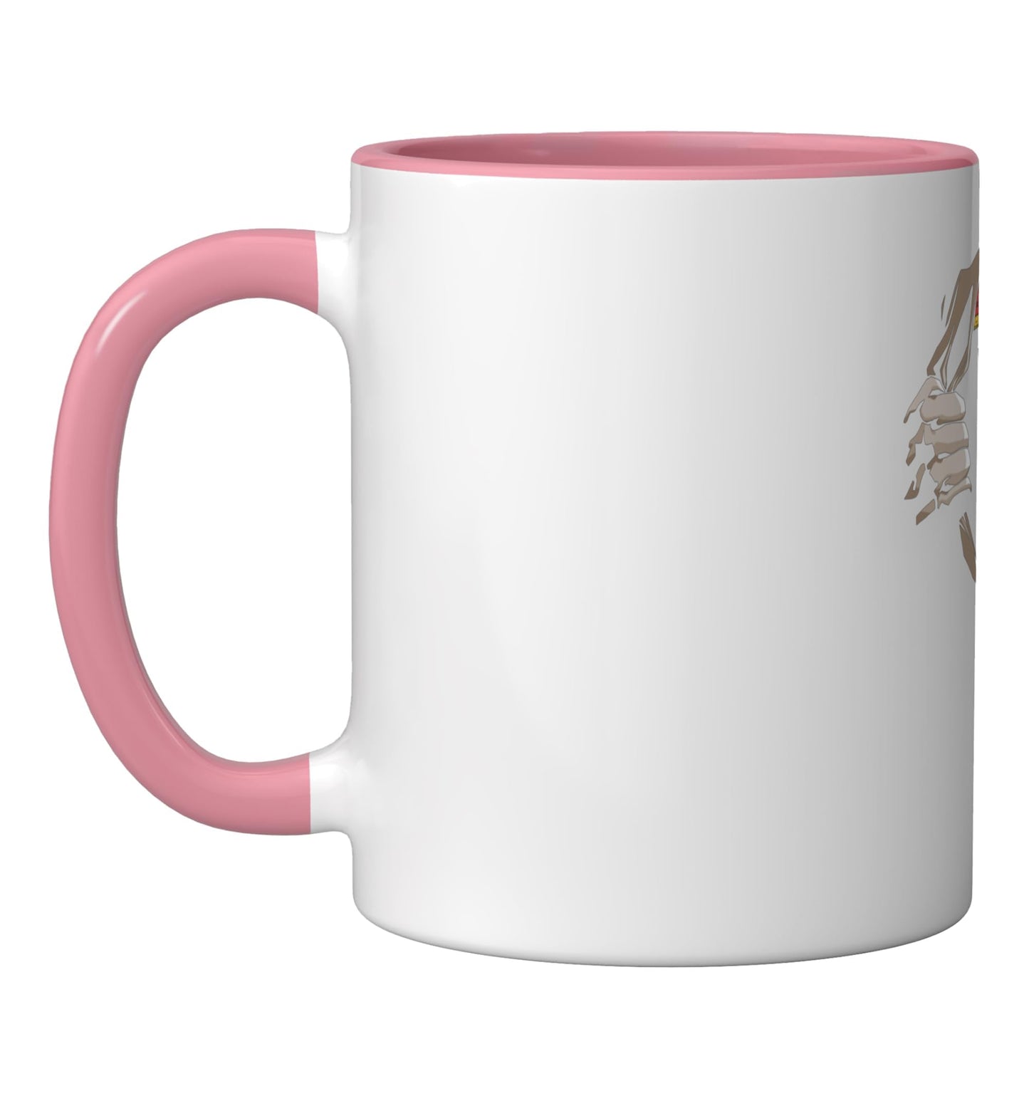 Skeleton Tuxedo Rib Cage Halloween Costume Ghoulish Funny Ceramic Mug, Pink/White