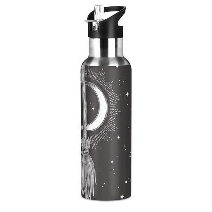 Yasala Halloween Sport Water Bottle Witch Moon Broom Stainless Steel Insulated Coffee Cup 20 oz with Straw Lid, Festive Holiday Present