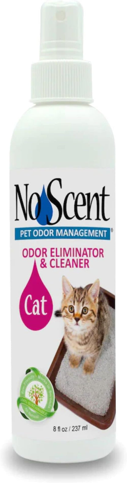 No Scent - Cat Litter Box Cleaner - 8 Fl Oz (236 mL) - Odor & Stain Remover with Probiotic Formula - Freshener for Furniture, Fabric, Hard Surfaces & Car
