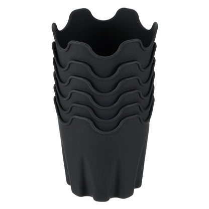 PATIKIL Silicone Plant Pot 4", 6 Pack Round Flower Planter Decorative Container for Indoor Outdoor Gardening, Black