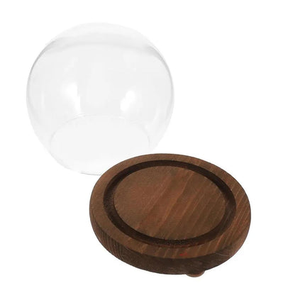 Generic Clear Glass Display Case Terrarium ,Wooden Base Decorative, Empty Glass Dome for Photos Medals Decoration Home Living Room Tabletop Decoration , 12cm