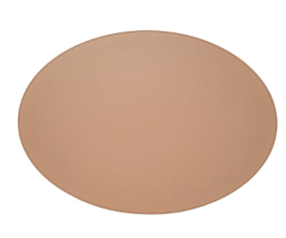 Nikalaz Oval Placemats Set (Pack of 4) Recycled Leather Table Mats 18 x 13 inches (45.7 x 33 centimetres), Kitchen Dining Table Decor by Nikalaz (Camel Light)