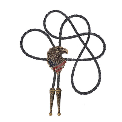 HLYMPONY 250th Anniversary of USA Eagle Bolo Tie, Western Cowboy Patriotic Accessory for Men (Bronze)