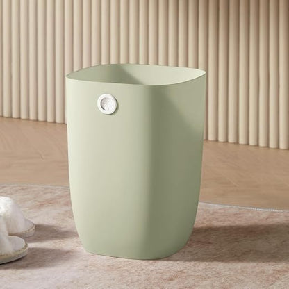 Bathroom Trash Can, Plastic Rectangular Garbage Can with Trash Liner Holder for Bedroom, Living Room, Small Indoor Waste Basket, 7L, Green