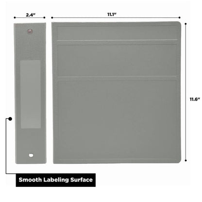 Carstens 2-Inch Heavy Duty 3-Ring Binder - Side Opening, Ash Gray, Durable Plastic, Precision No-Gap Rings, Waterproof Cover, No Pockets, Holds 300 Letter-Sized Sheets, BPA-Free, Made in USA (2822-3R)