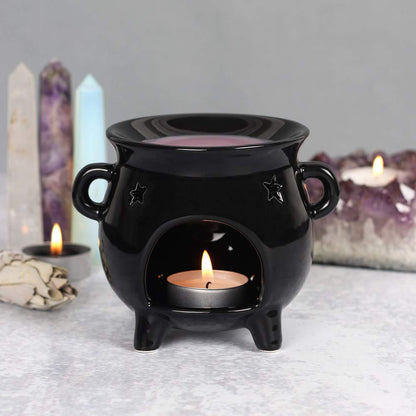Pacific Giftware Witch's Cauldron Black Ceramic Tealight Candle Holder Oil Burner