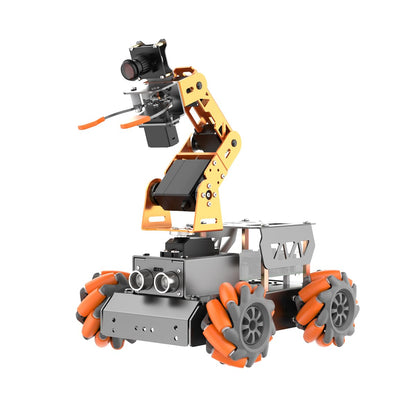 HIWONDER 5DOF AI Vision Robotic Arm Powered by Raspberry Pi Smart Robotic Arm Mecanum Wheel Chassis Robot Car Kit DIY Robot for Beginners, Without RPi