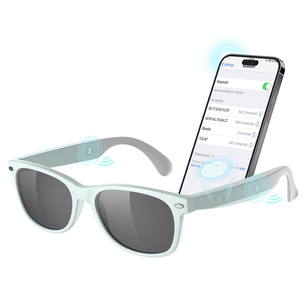 Smart Bluetooth Glasses,Built-in Mic & Speakers,Smart Wireless Headphone Sunglasses for Men and Women,Athletic/Outdoor UV Protection and Voice Control,Unisex(Black)
