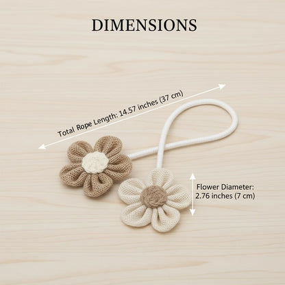 4 Pack Flower Curtain Tiebacks, Boho Decorative Curtain Ties, Elegant Burlap Holdbacks for Bedroom, Nursery, Farmhouse Decor,Tie Backs for Bedroom Decor