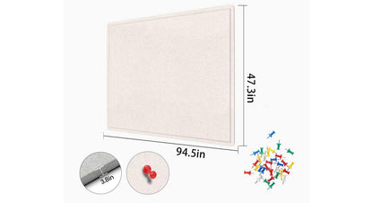 Extra Large Bulletin Board, 95 X 47 inches Cork Board with 30 Pushpin, 8' x 4' Felt Cork Board Notice Pin Board, Self-Adhesive Vision Board Mood Board Foldable Photo Board for Wall - Oatmeal