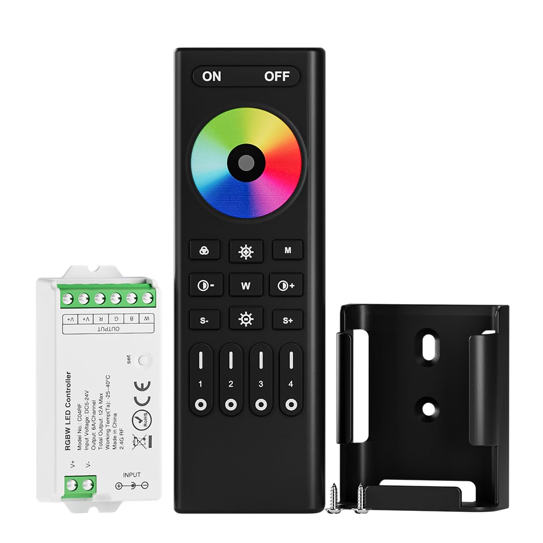 BTF-LIGHTING 5050SMD FCOB COB Dimming RF 2.4GHz Wireless Remote RC01RFB &4PCS C01RF Tuya Controller Kit 4 Zones Group Control PWM Single Color (+V -V) 2pin LED Neon Rope Light DC5V DC12V DC24V