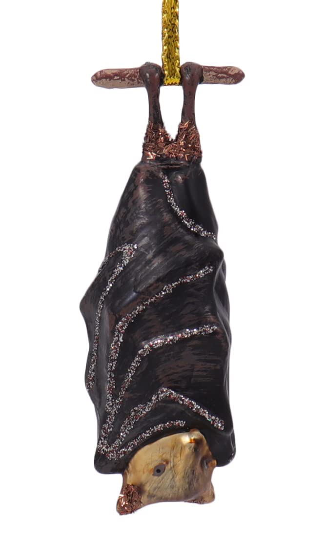 Hanging Upside Down Halloween Black Bat Christmas Ornament