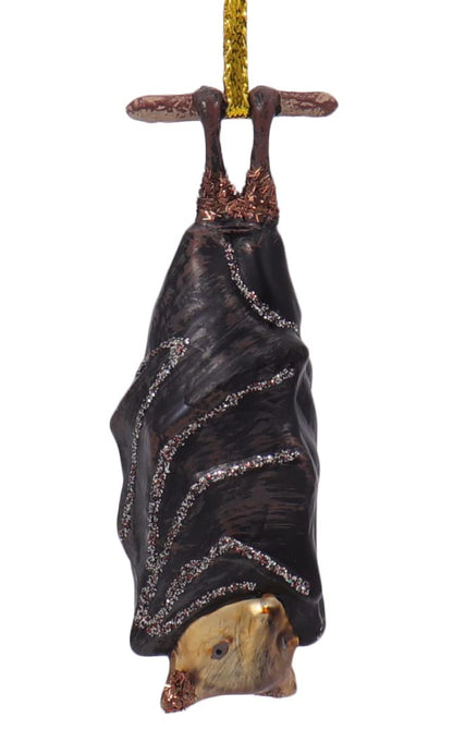 Hanging Upside Down Halloween Black Bat Christmas Ornament
