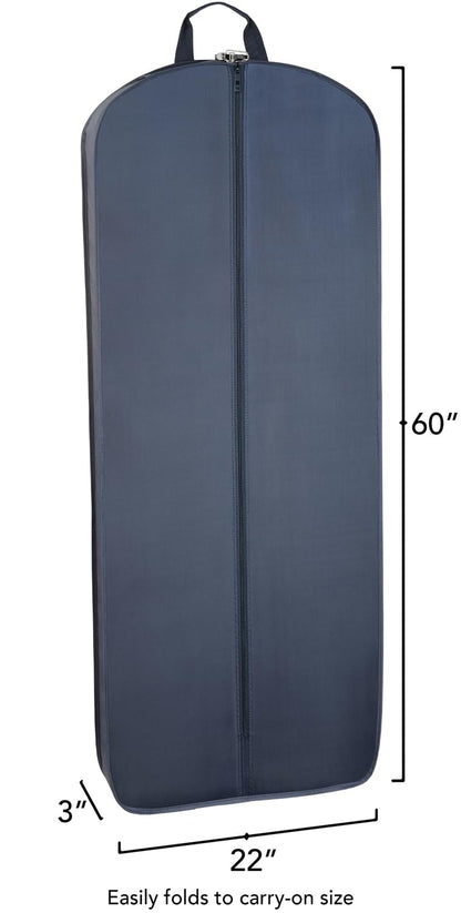 WallyBags® 60" Premium Carry-On Tri-Fold Travel Garment Bag with Exterior Pocket, Perfect for Dresses and Longer Clothes