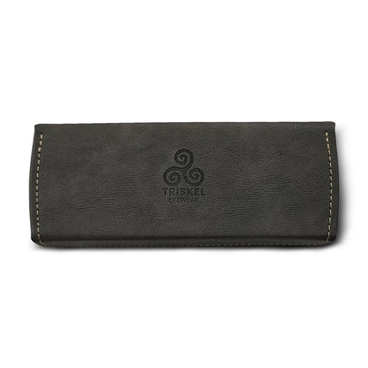 TRISKEL EYEWEAR Handmade Double Sunglasses Case, Premium PU Leather with Soft Flocking Lining (Warm Charcoal)