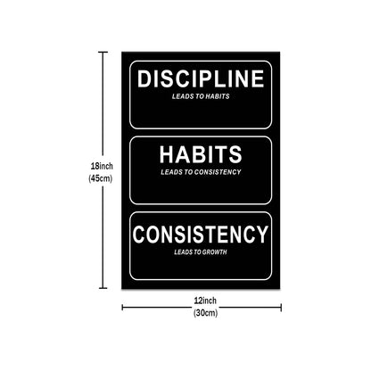 Inspirational Wall Art Discipline Leads To Habits Motivational Quotes Picture Print Inspiring Positive Sign Poster Artwork for Modern Bedroom Living Room Wall Decoration Ready To Hang [12''Wx18''H]
