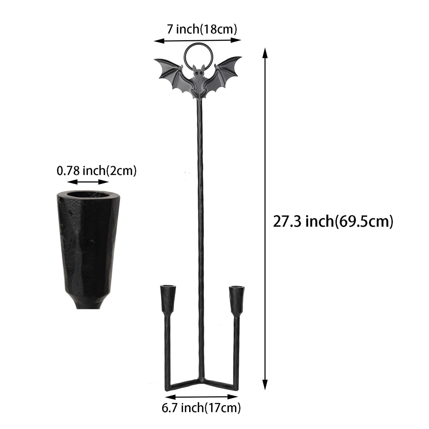 Wall Sconce Candle Holder Metal Hanging Wall Decorations Gothic Bat Wall Light Candle Holder for Home,Living Room, Bathroom, Dining Room, Set of 2（Black
