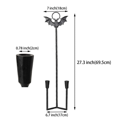 Wall Sconce Candle Holder Metal Hanging Wall Decorations Gothic Bat Wall Light Candle Holder for Home,Living Room, Bathroom, Dining Room, Set of 2（Black