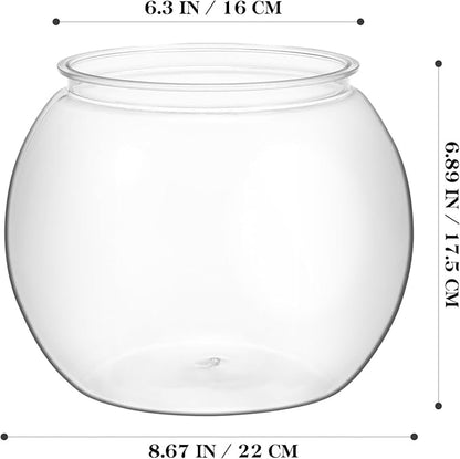 ULTECHNOVO 8.66 Inch Desktop Fish Tank Clear Plastic Round Fish Bowl 1.5 Gallon Portable Aquarium for Home Office Decoration and Plant Terrarium Container