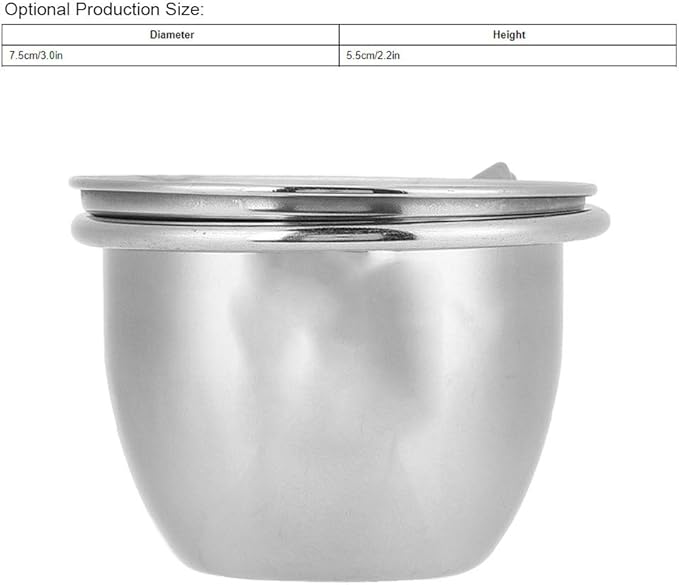 SYH&AQYE Stainless Steel Bird Food Water Coop Cup, Bird Feeding Dish Feeder with Clamp Holder Bird Cage Feeder Set for Macaw African Greys Budgies(7.5cm)