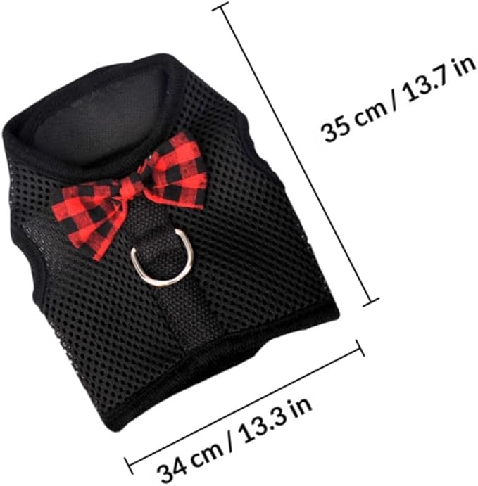 Beaupretty Small Animal Pet Vest Harness with Breathable Mesh, No-Pull Chest Strap for Rabbits, Guinea Pigs, Squirrels, Black Large (Chest 35-40cm)