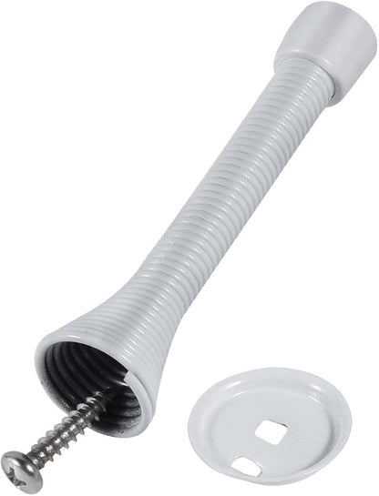 KISEER 12 Pack Spring Door Stops 3 1/4 Inch Flexible Heavy Duty Spring Door Stopper with RustProof Screw Rubber Bumper Tips (White)