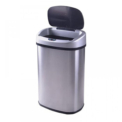 FDW Kitchen Trash can for Bathroom Bedroom Home Office Automatic Touch Free Garbage bin with lid Brushed Stainless Steel Rectangular 13 Gallon / 50L