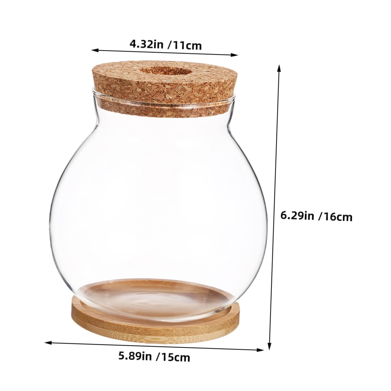 Kisangel Hydroponic Glass Vase Wooden Base for Indoor Plant Propagation Desktop Terrarium for Flower Arrangements and Root Growth Display