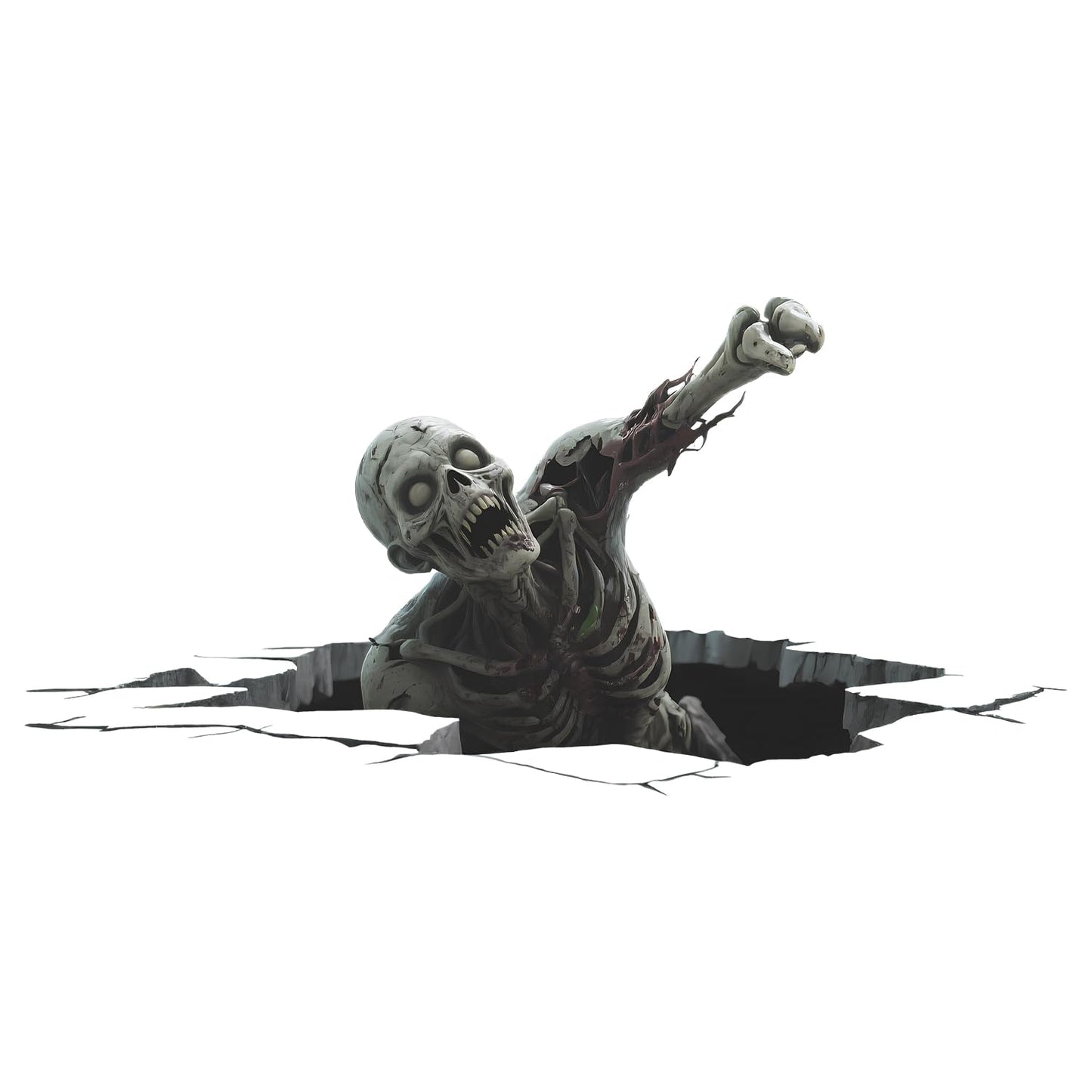 IARTTOP 3D Halloween Party Window Stickers (90x30cm)Horror Zombie Wall Decals Halloween Breaking Through Walls Stickers Spooky Skeleton Window Decal for Haunted House Horror Party Bathroom Decoration