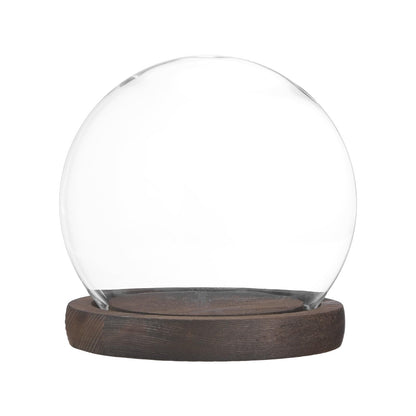M METERXITY Cloche Glass Dome, D4.7In Ball Jar with Wooden Base for DIY Snow Globes/Small Plants/Flowers/Candles/Models/Souvenirs, Glass Display Case [White]