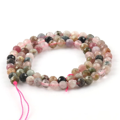 Song Xi 180pcs 2mm Natural Tourmaline Gemstone Beads Faceted Round Loose Stone Beads for Jewelry Making (1 Strand)