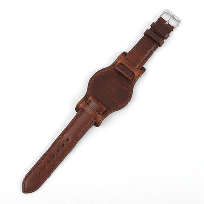 Onthelevel Leather Cuff Watch Strap 18mm 19mm 20mm 21mm 22mm Vintage Genuine Leather Bund Watch Band with Mat for Men