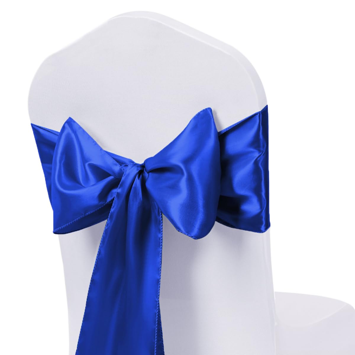 WENSINL Pack of 50 Wedding Satin Chair Sashes Royal Blue Bows 7x108inch Ribbon Fabric Bands for Banquet Party Hotel Restaurant Ceremony Event Chairs Knots Ties Decorations - Royal Blue, 50PCS