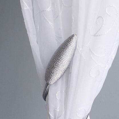 Valea Home 2 Pieces Curtain Tiebacks Clips Creative Window Drape Twist Tie Backs European Style Custom Made Curtain Holders Decorative Draperies Holdbacks, Silver Grey