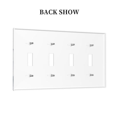 Spshian Light Switch Cover Black White Ink Forest Wolf Moon Mountain 4 Gang Switch Plate Covers Quad Toggle Wall Plates Decorative Switchplate Electrical Faceplate for Bathroom Bedroom Decor