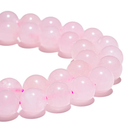 8mm Natural Rose Quartz Gemstone Beads Polished Round Smooth Stone Beads for Bracelets Jewelry Making 15inch Loose Beads