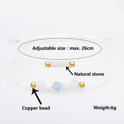 IQIC Handmade Fertility & Pregnancy Bracelet with Natural Rose Quartz, Aquamarine & Moonstone, Healing Crystal Bracelet for Pregnant Women, Comes with Blessing Card for Safe Delivery & New Beginnings