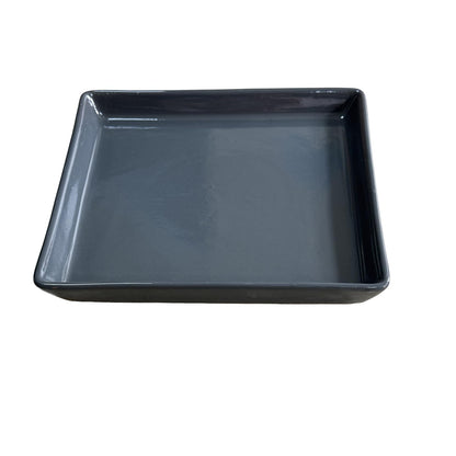 Square Plant Saucer 10 Inch 1 Pack，Plant Trays for Pots, Gray Ceramic Plant Saucers for Indoors Outdoors, Plant Drip Tray 4 6 8 10 12 14 Inch