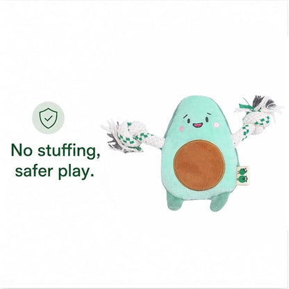 Green Sheep Puppy Plush Dog Toy, No Stuffing Squeaky Toy with Recycled Cotton Rope for Teething, Comfort and Gentle Play, Small Dogs and Puppies, Avacado