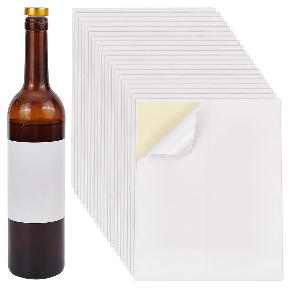 PH PandaHall 20 Sheet/80pcs Adhesive Wine Bottle Labels Custom Wine Label Stickers 3.9×4.9" White Blank Label Stickers Bottle Label Covers for Wine Wedding Engagement Anniversary Cocktail Party