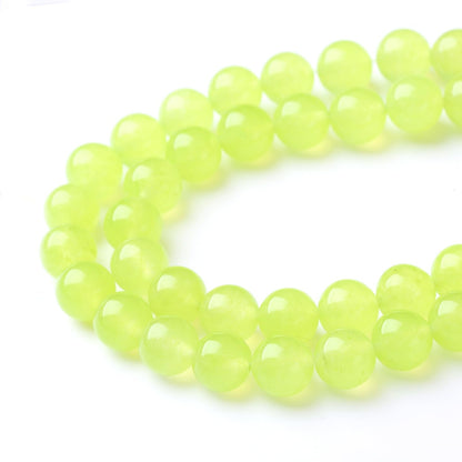 45PCS 8MM Natural Apple Green Chalcedony Beads Round Loose Stone Beads for Jewelry Making DIY Energy Stone Healing Power Bracelet 15"