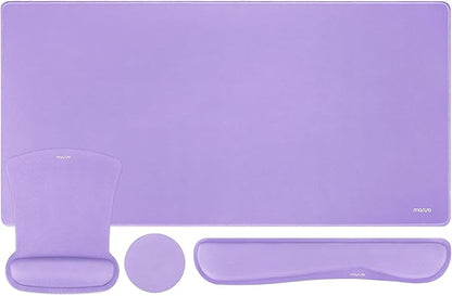 MOSISO Keyboard Mouse Pad Set, Large Gaming Mousepad&Keyboard Wrist Rest&Mouse Wrist Rest&Coaster, Ergonomic Non-Slip Mousepad&Easy Typing Cushion with Memory Foam for Home Office, Purple