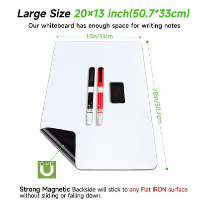 ANLIOTE Magnetic Dry Erase Board Fridge White Board Sheet 20x13 inch, Flexible Large Refrigerator Magnets Whiteboard Planner for Home Kitchen, 2 Markers and Eraser