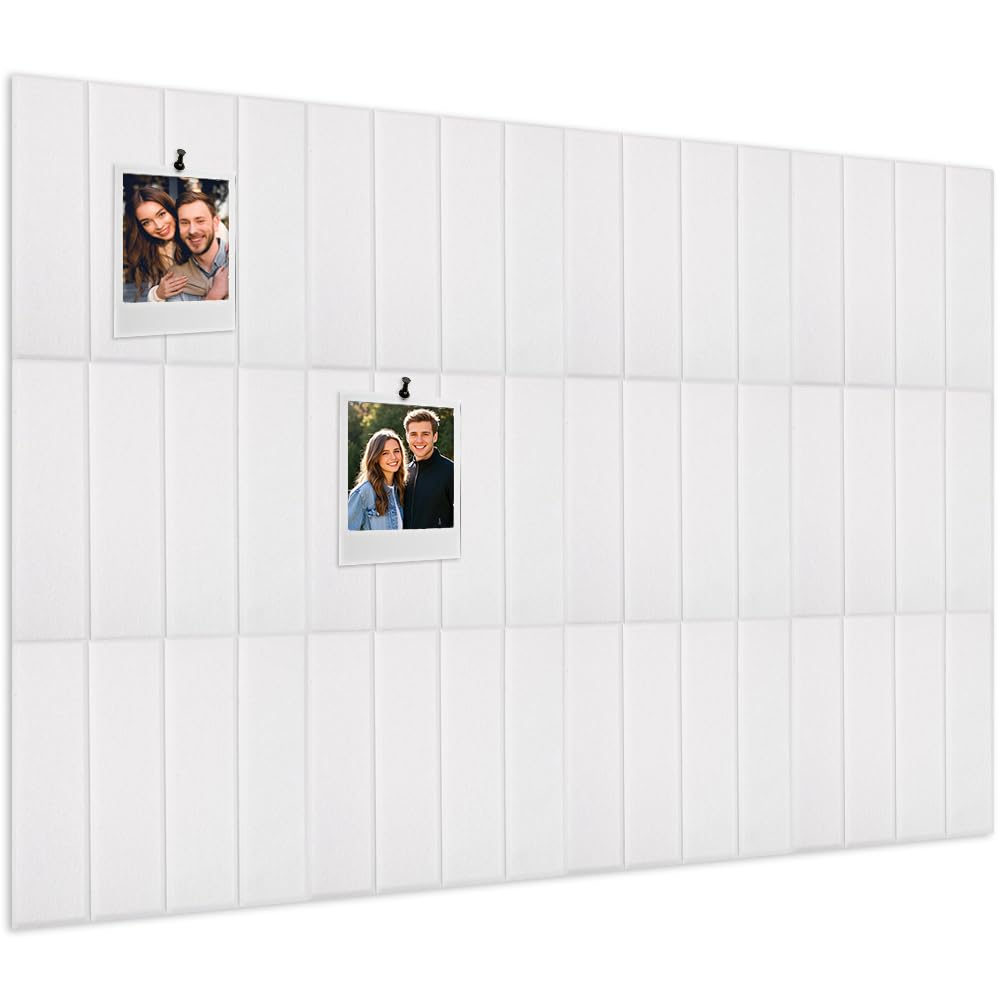 UNICRAFTALE 12Pcs White Felt Bulletin Board 12x12 Inch Self-Adhesive Felt Tiles Pin Board Squares for Home Office Classroom Display